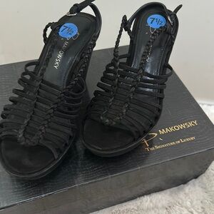 B. Makowsky Women's Black Strappy Sandals